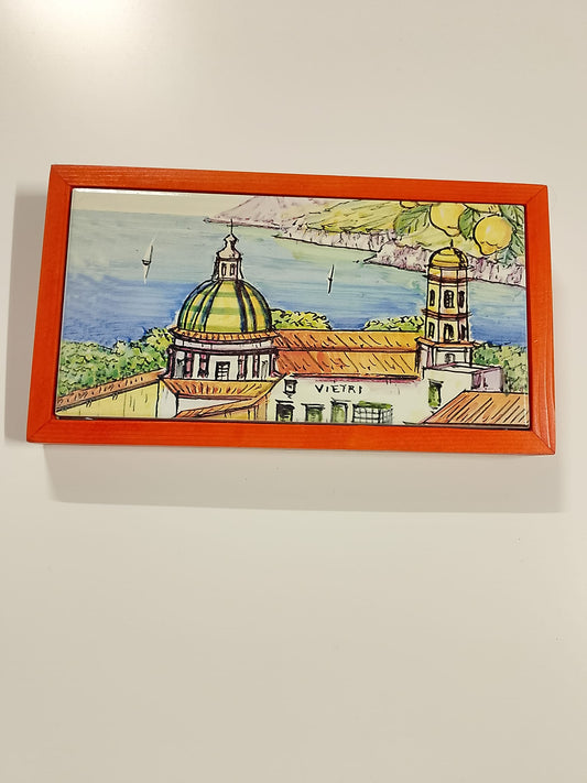 Cornice in legno con piastrella in foto ceramica
